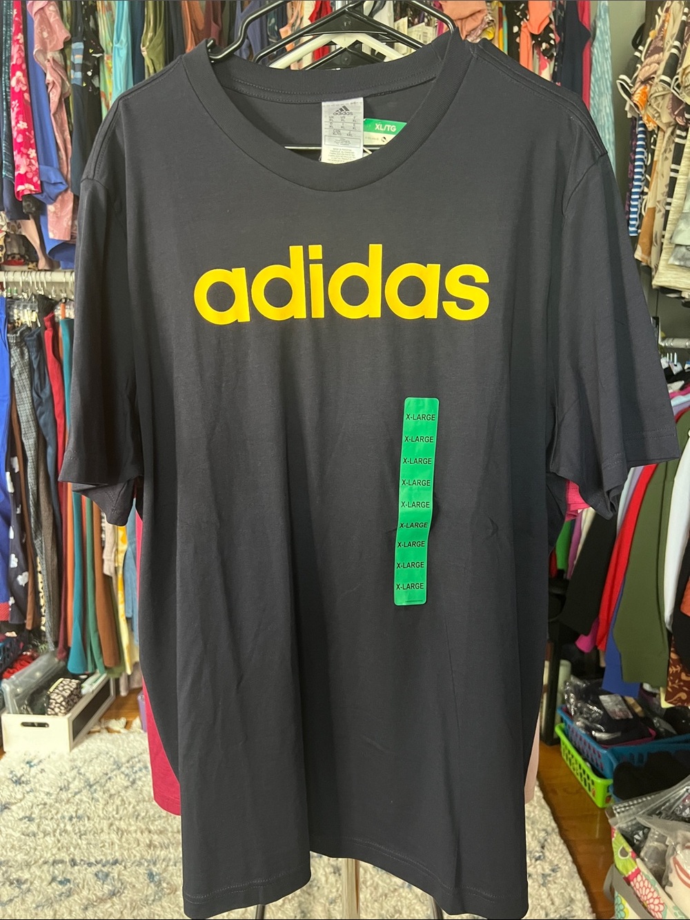 Men’s Adidas Navy Blue & Yellow short sleeve tee NWT